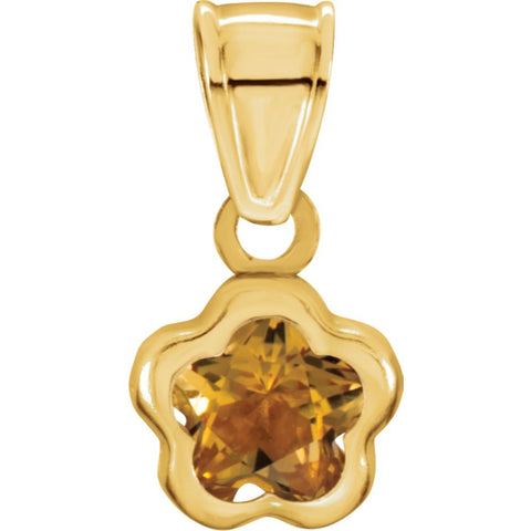 14k Yellow Gold November CZ Birthstone Pendant