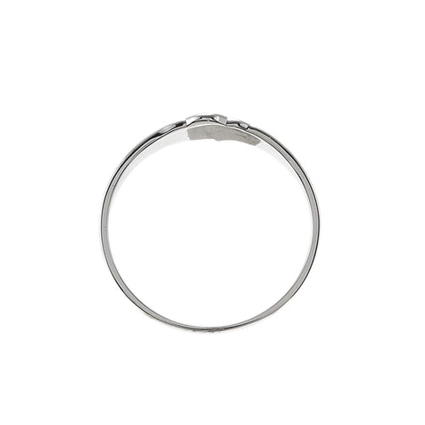 14k White Gold Youth Signet Ring with Cross Size 3