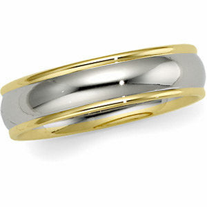14K White & Yellow Gold 6mm Comfort Fit Band Size 11