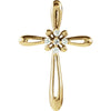 26.00x19.00 mm Cross Pendant with Diamond in 14K Yellow Gold