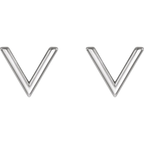 14k White Gold "V" Earrings
