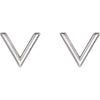 14k White Gold "V" Earrings