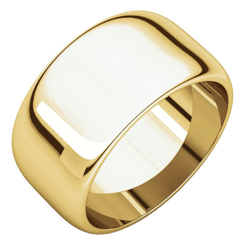 14k Yellow Gold 10mm Half Round Band, Size 11.5