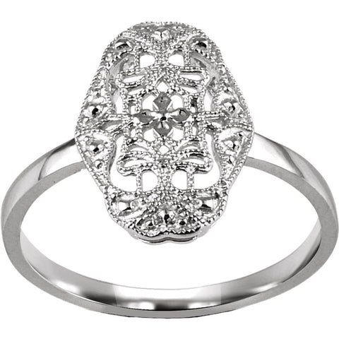 14k White Gold Filigree Ring Mounting, Size 7