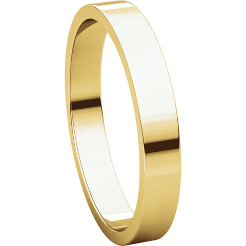 14k Yellow Gold 3mm Flat Band, Size 9