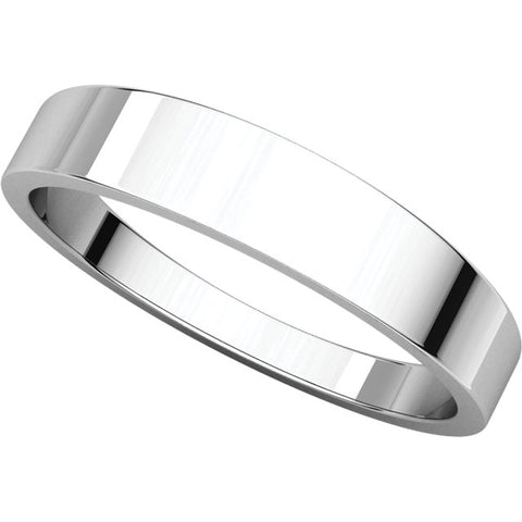14k White Gold 4mm Flat Tapered Band, Size 8