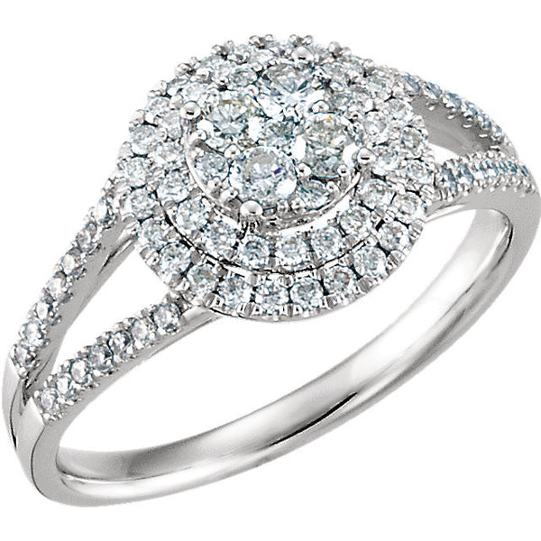 14k White Gold 5/8 CTW Diamond Engagement Ring , Size 7