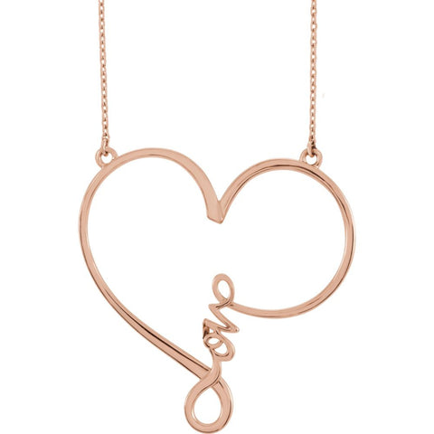 14k Rose Gold "Love" Heart Infinity-Inspired 18" Necklace