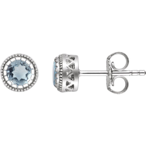 14k White Gold Aquamarine "March" Birthstone Earrings