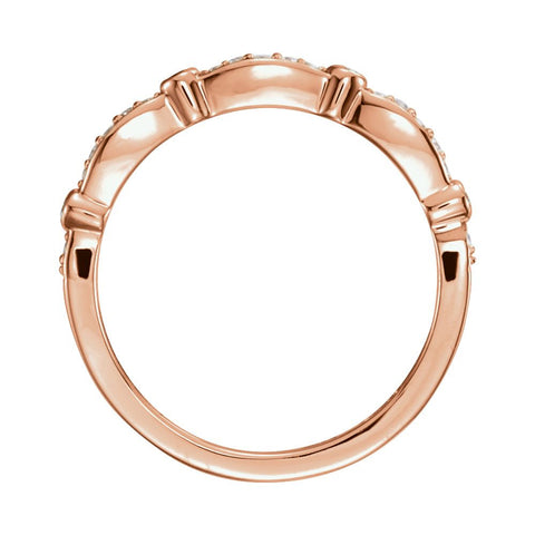 14k Rose Gold 1/8 CTW Diamond Stackable Anniversary Band, Size 7