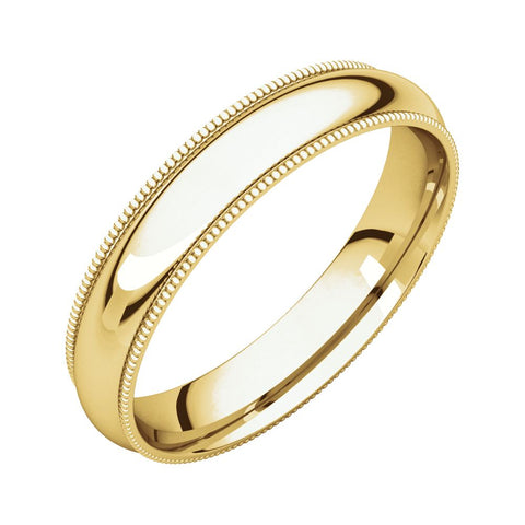 14k Yellow Gold 4mm Milgrain Comfort Fit Band, Size 10