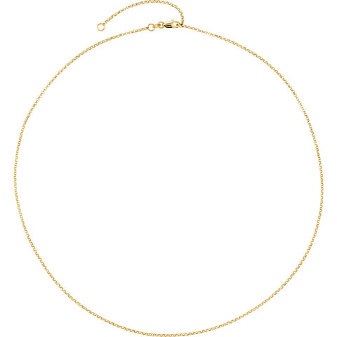 Sterling Silver 18K Yellow Gold Plated 1.5mm Adjustable Rolo 18-20" Chain