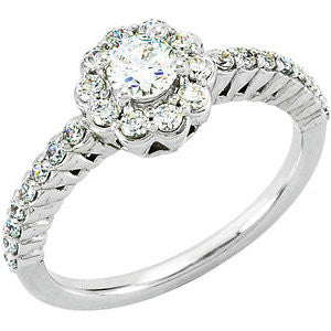 Cluster Engagement Ring in 14k White Gold, Size 7