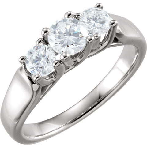 14k White Gold 1 CTW Diamond 3 Stone Anniversary Ring, Size 7