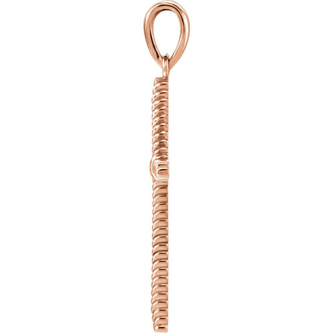 14k Rose Gold 31.95x16.25mm Rope Design Cross Pendant