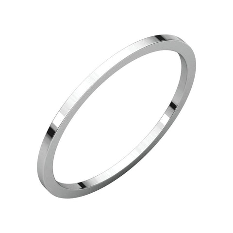14k White Gold 1mm Flat Band, Size 7.5