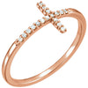 0.085 CTW Diamond Sideways Cross Ring in 14K Rose Gold (Size 6)