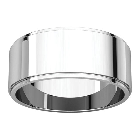 Platinum 8mm Flat Edge Band, Size 8