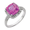 14K White Gold Created Pink Sapphire & 0.03 CTW Diamond Ring (Size 6)