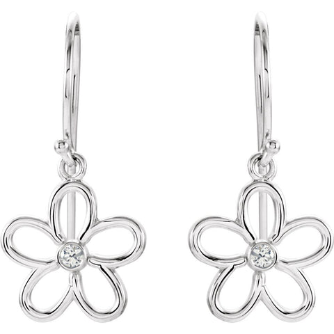 Sterling Silver .06 CTW Diamond Flower Earrings