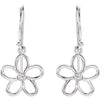 Sterling Silver .06 CTW Diamond Flower Earrings