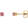 14K Yellow Gold Pink Tourmaline Kids Earrings