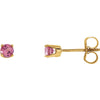 14K Yellow Gold Pink Tourmaline Kids Earrings