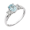 14k White Gold Swiss Blue Topaz & 0.04 ctw. Diamond Ring, Size 7