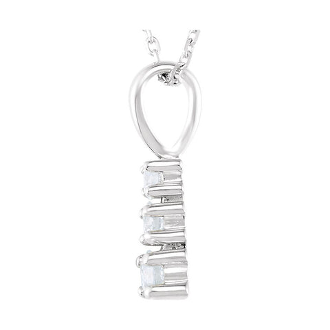 14k White Gold 1/3 CTW Diamond 3-Stone 18" Necklace