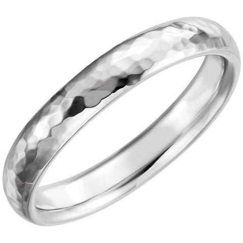 14k White Gold 4mm Comfort Fit Hammer Finish Band Size 7