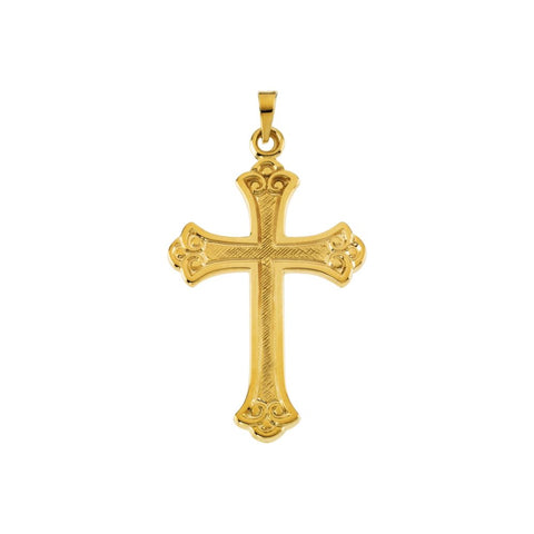 14k Yellow Gold 33x22mm Fancy Cross Pendant