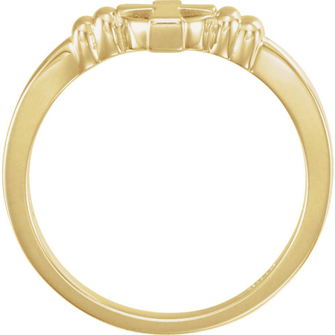 14k Yellow Gold Cross Ring, Size 7