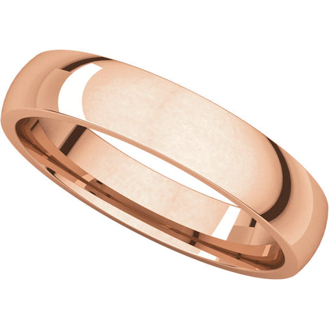 14k Rose Gold 4mm Light Comfort Fit Band, Size 4.5