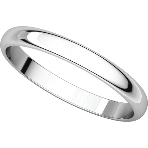 14k White Gold 2.5mm Half Round Light Band, Size 4