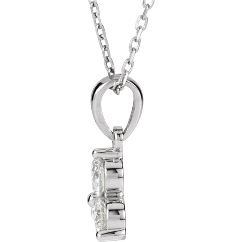 14k White Gold 1/2 CTW Diamond Three-Stone Necklace