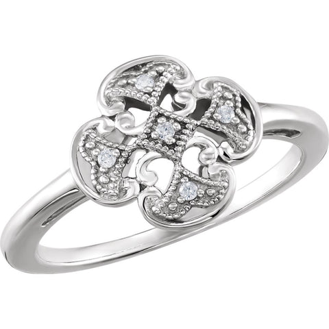 Sterling Silver .03 CTW Diamond Ring Size 8