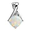 14k White Gold Opal & Diamond Pendant