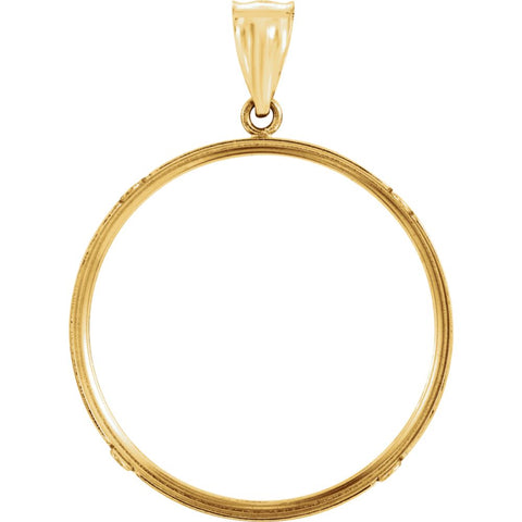 14k Yellow Gold Tab Back Frame Pendant for Mexican 1/2 Ounce Coin