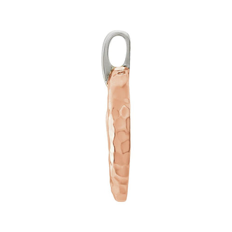 14k Rose Gold & White 25.3x20.84mm Hammered Heart Pendant