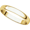 10k Yellow Gold 3mm Half Round Light Band, Size 8
