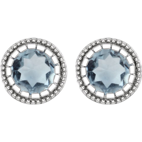 14k White Gold Aquamarine "March" Birthstone Earrings