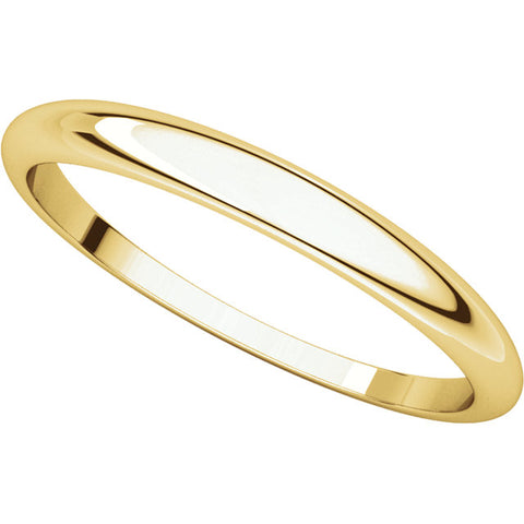 14k Yellow Gold 2.5mm Half Round Tapered Band, Size 8.5