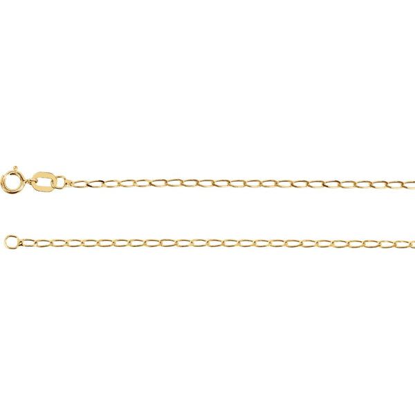 14k Yellow Gold 1.25mm Solid Curb Chain 16" Chain