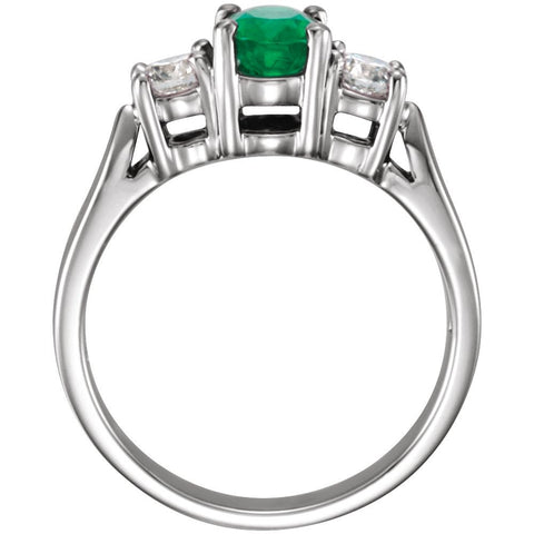 Platinum Emerald & 3/8 CTW Diamond Ring, Size 6