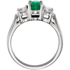 Platinum Emerald & 3/8 CTW Diamond Ring, Size 6