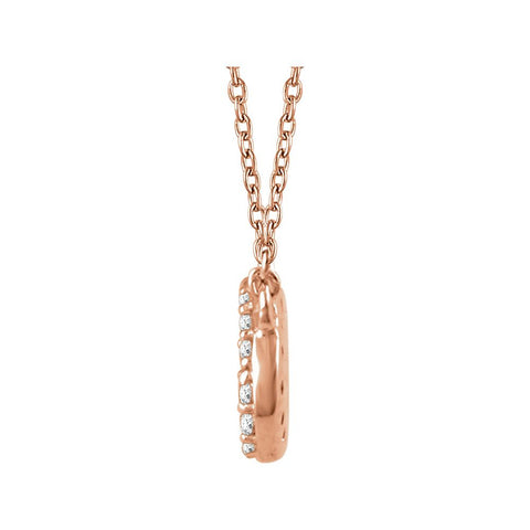 14k Rose Gold 1/5 CTW Diamond Oval Cluster 16-18" Necklace