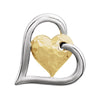 14K Two-Tone Gold Hammered Double Heart Pendant