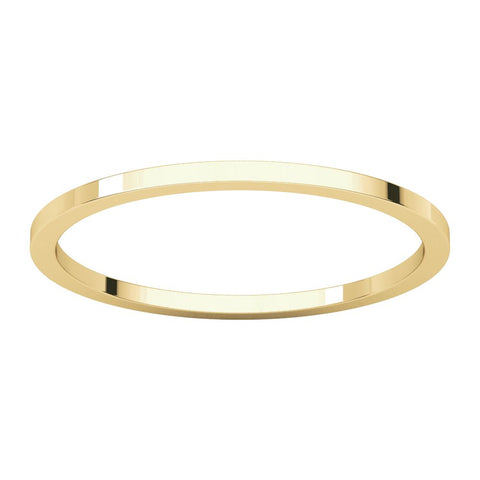 14k Yellow Gold 1mm Flat Band, Size 9