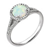 14K White Gold Created Opal & 1/5 CTW Diamond Ring (Size 6)