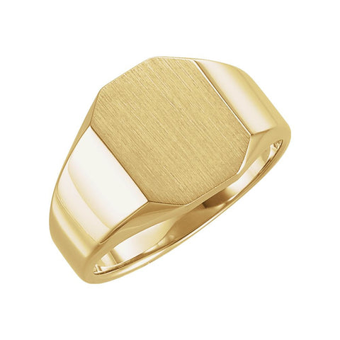 14k Yellow Gold 9x11mm Octagon Signet Ring , Size 6